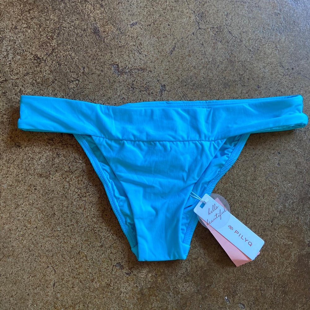 NWT Pilyq Marine Thick Banded Teeny Bikini Swim Bottoms